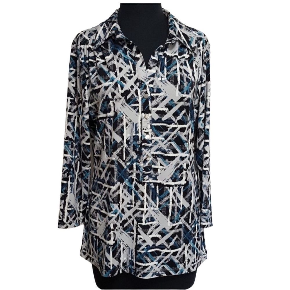 Alfani Silky Stretch Knit Collar Blouse Large